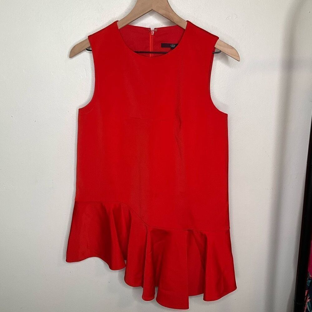 Tibi Stretch Faille Asymmetrical Ruffle Tunic Top - Picture 2 of 8